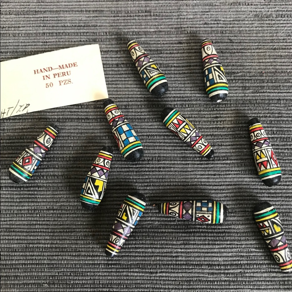 PERUVIAN HANDMADE CERAMIC TEARDRP INCA DESIGN BEAD